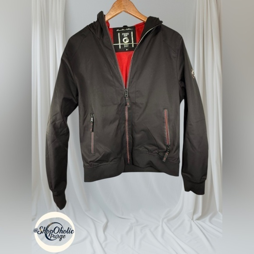 Fried Denim Black coat Hooded Jacket size mens Medium